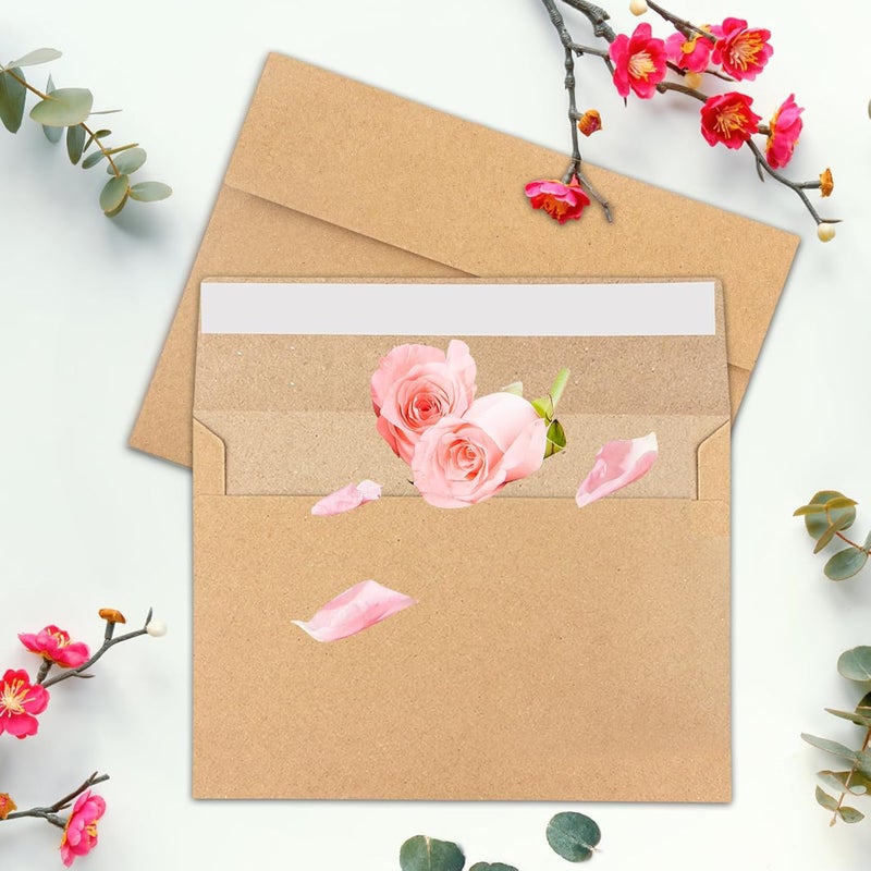 JOOLOKT 50Packs A4 Kraft Envelopes 4x 6 Inch Card Envelopes,Self Seal for Weddings, Greeting Cards，Mailing， Invitations, Photos, Postcards - Image 4